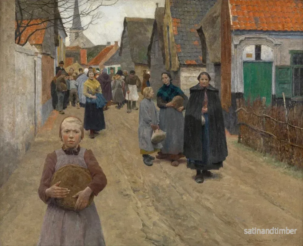 Reproduktion av målningen La distribution du pain dans le village - Frans Van Leemputten - Bild 2