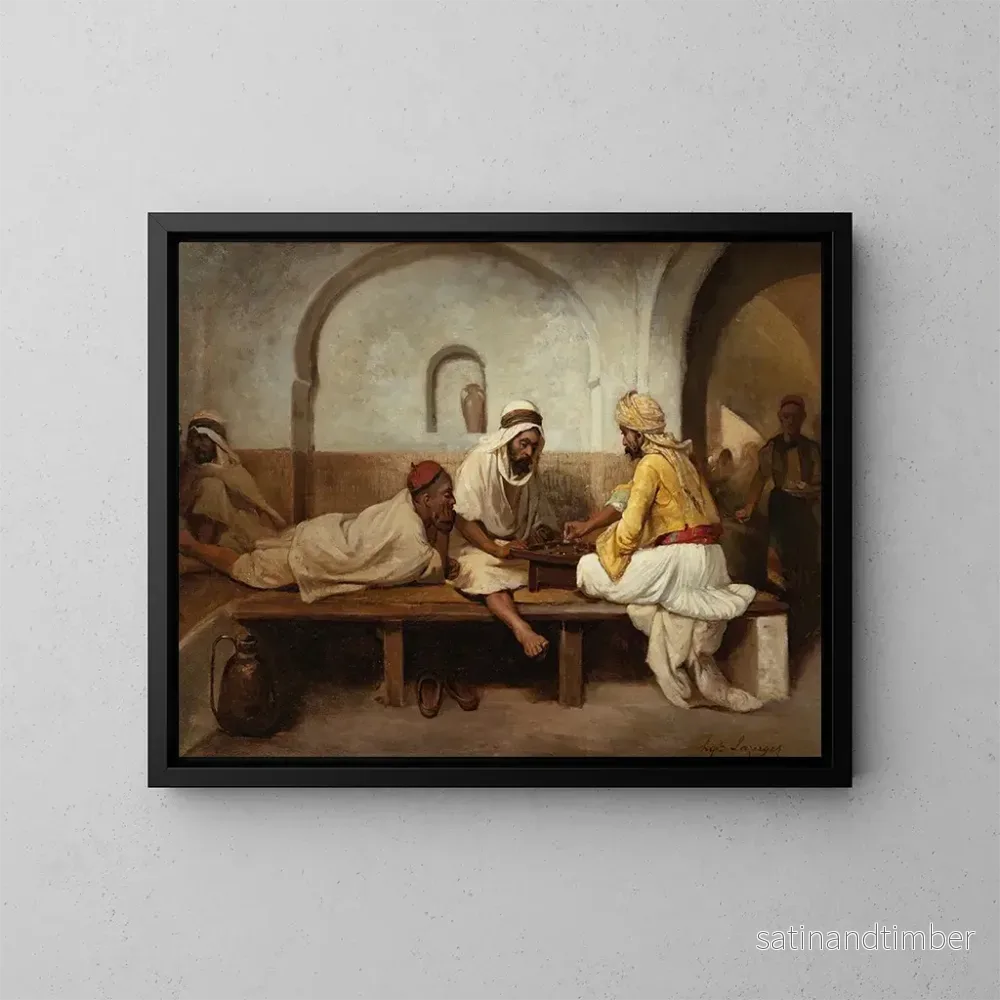 Reproduktion av målningen Att spela schack - Jean-Raymond-Hippolyte Lazerges