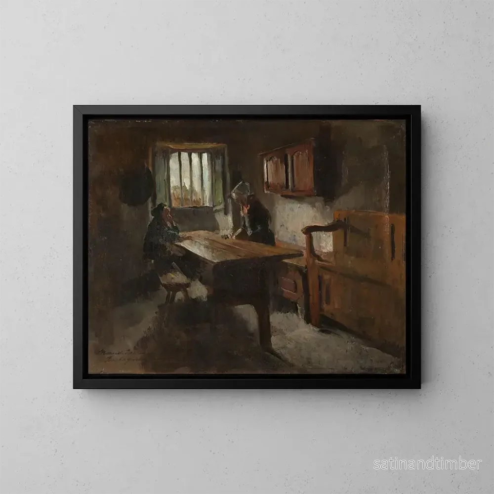 Reproduktion av målningen av inomhusgård i Rochefort-en-Terre, Bretagne – Harriet Backer Reproduktion av målningen av inomhusgård i Rochefort-en-Terre, Bretagne – Harriet Backer