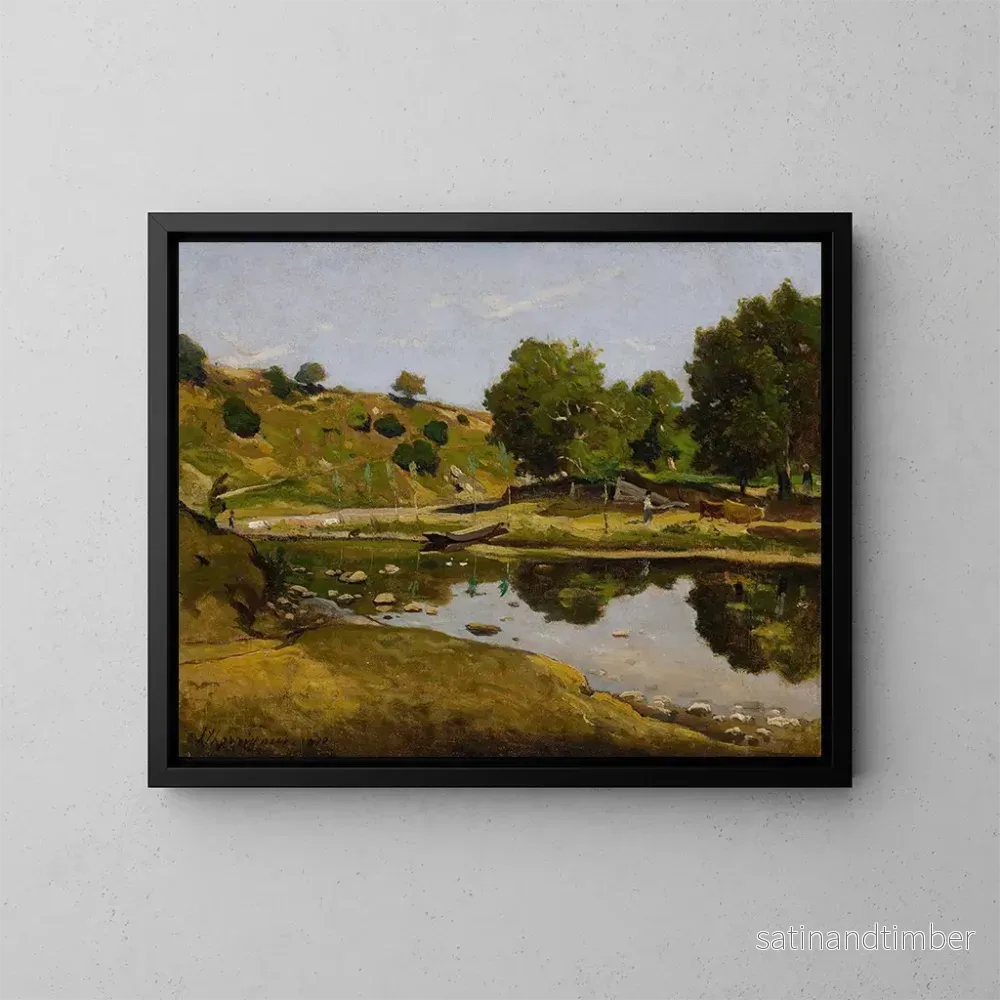 Reproduktion av målningen La Loire à Nevers - Henri-Joseph Harpignies