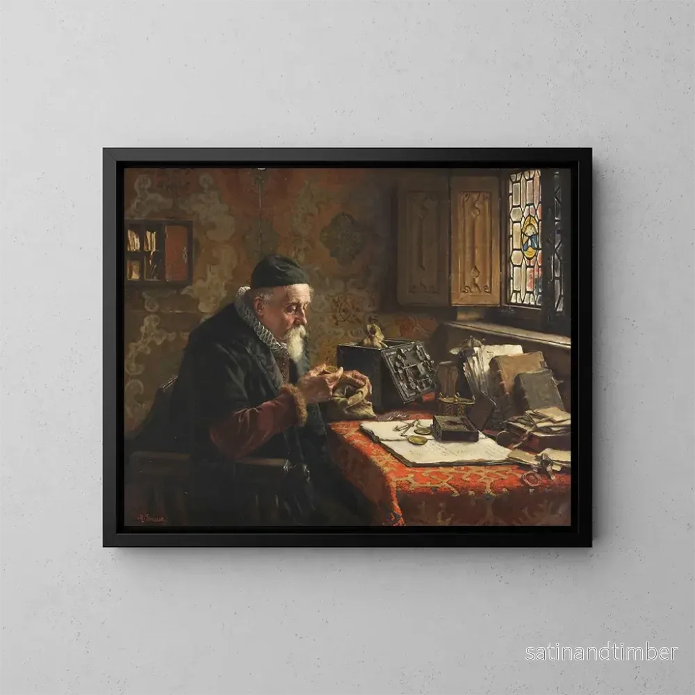 Reproduktion av målningen Le collectionneur de monnaies - Max Gaisser