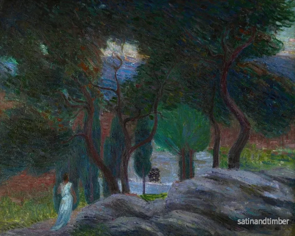Reproduktion av målningen En kväll på vårens tid omkring 1890 - Hippolyte Petitjean - Bild 2