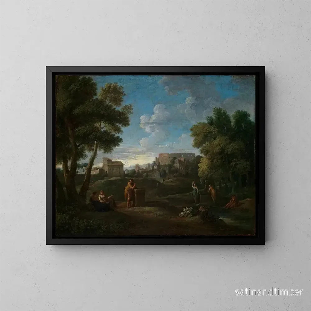 Reproduktion av målningen Landskap klassiskt nära Rom med utsikt över Palatinen och Colosseum – Jan Frans van Bloemen Reproduktion av målningen Landskap klassiskt nära Rom med utsikt över Palatinen och Colosseum – Jan Frans van Bloemen