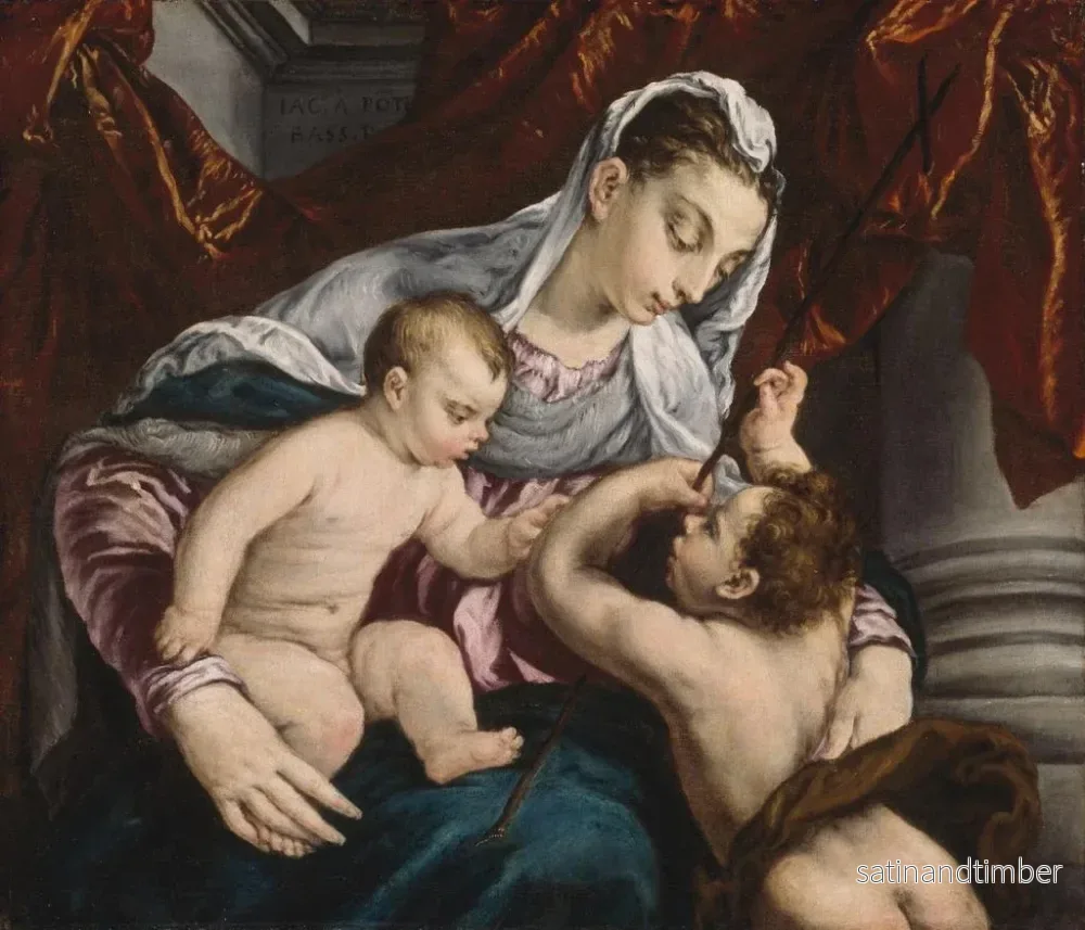 Reproduktion av målningen av Jungfru Maria med det unge helgonet Johannes Döparen - Jacopo Bassano - Bild 2