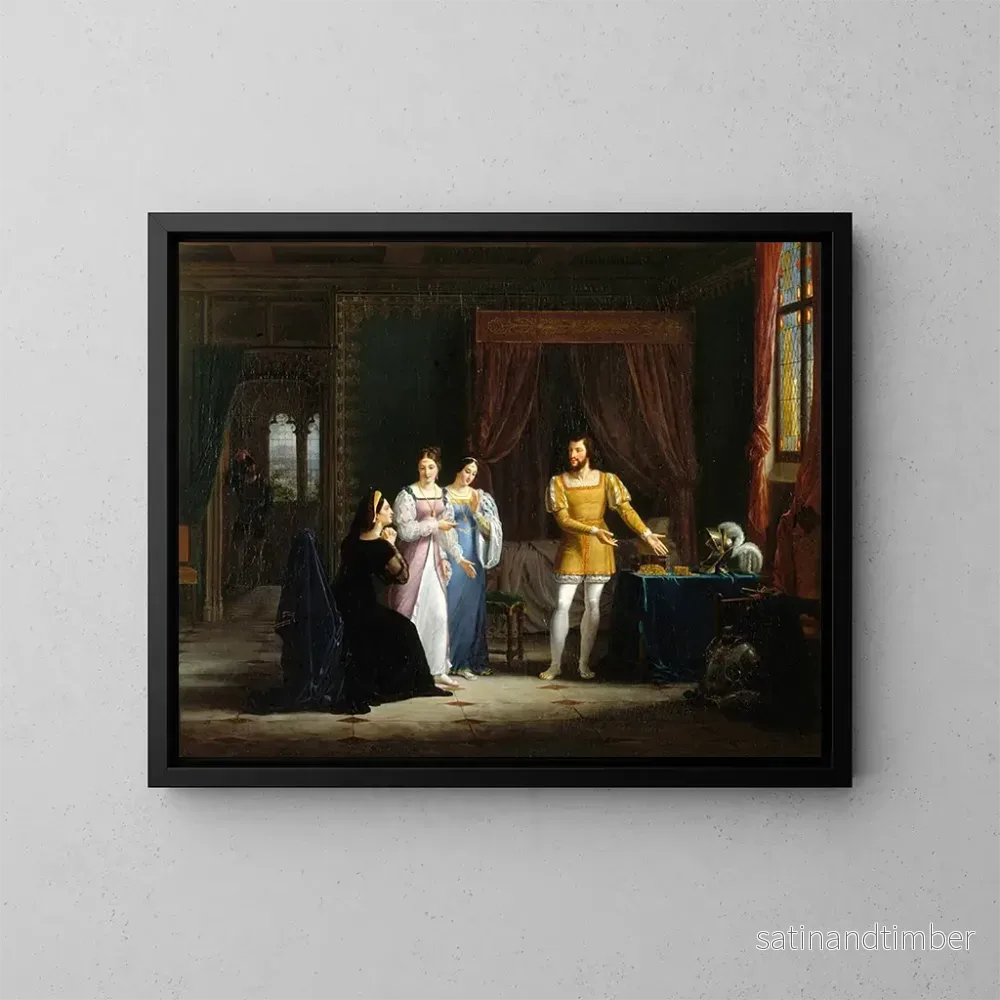 Reproduktion av målningen La générosité de Bayard - Henri-Joseph Boichard