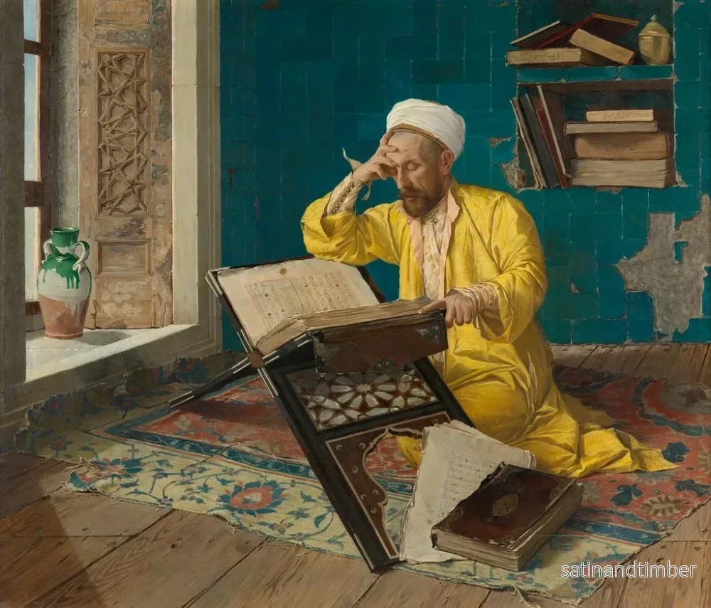 Reproduktion av målningen av islamisk teolog med Koranen - Osman Hamdi Bey - Bild 2