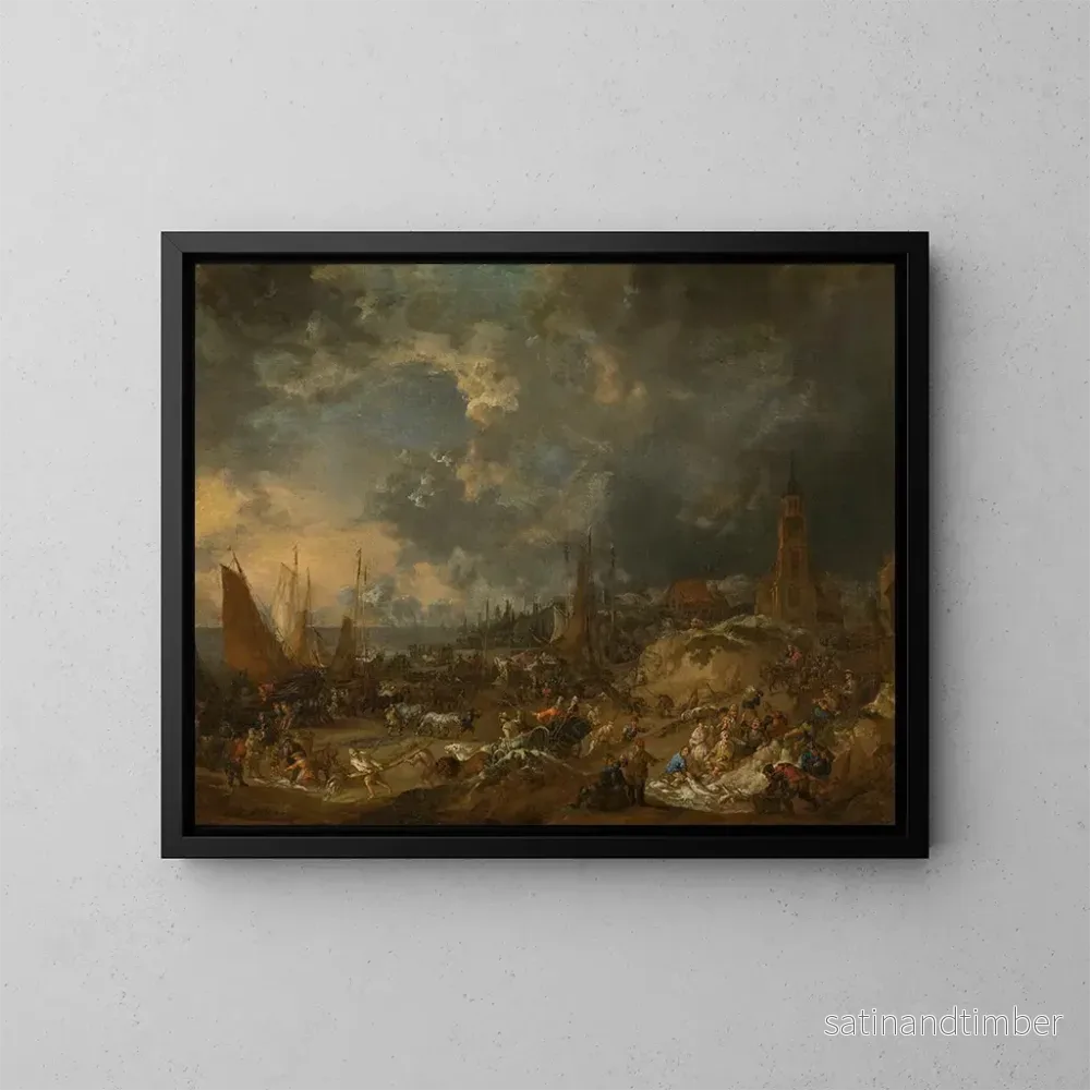 Reproduktion av målningen La Plage à Scheveningen - Lucas Smout le Jeune