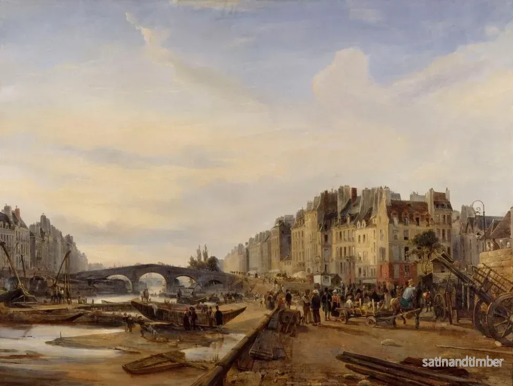 Reproduktion av målningen Le Pont Marie et le port Saint-Paul - Charles-Louis Mozin - Bild 2