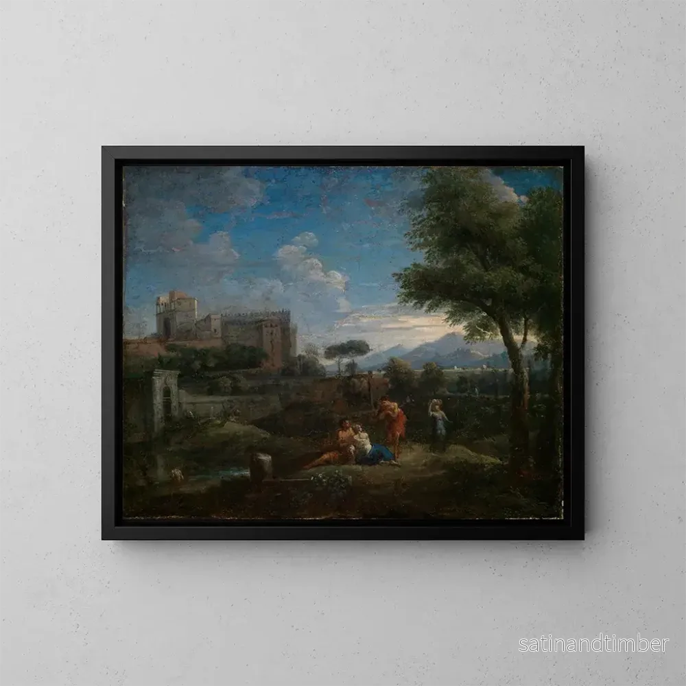 Reproduktion av målningen Klassisk landskapsmålning nära Rom med utsikt över Vatikanens utsiktsplats - Jan Frans van Bloemen