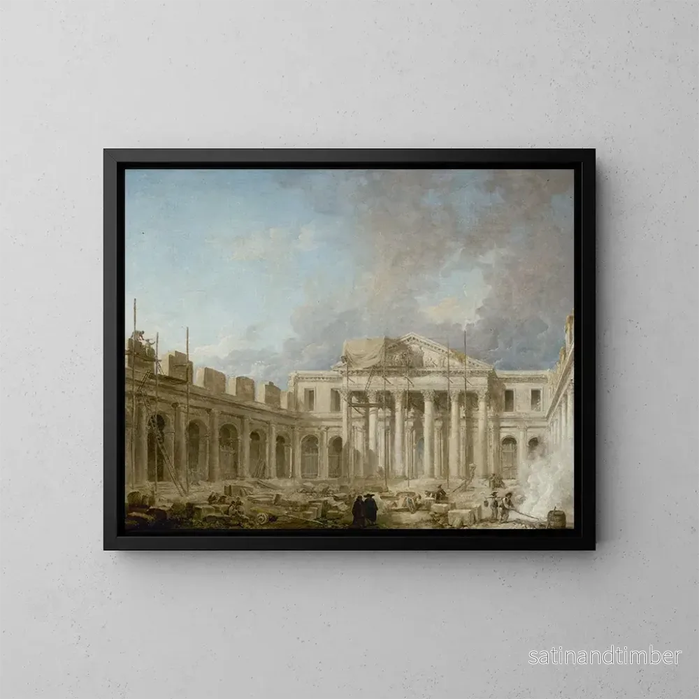 Reproduktion av målningen L'École de chirurgie en construction - Hubert Robert