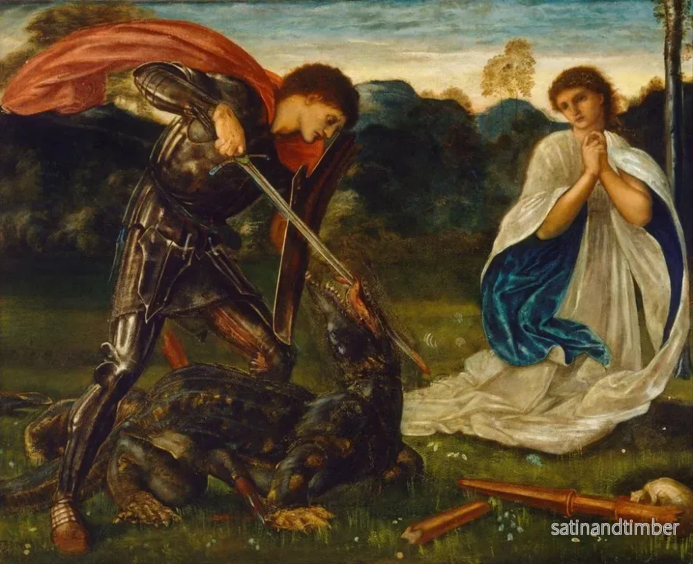 Reproduktion av målningen La lutte de saint Georges contre le dragon VI - Sir Edward Coley Burne-Jones - Bild 2