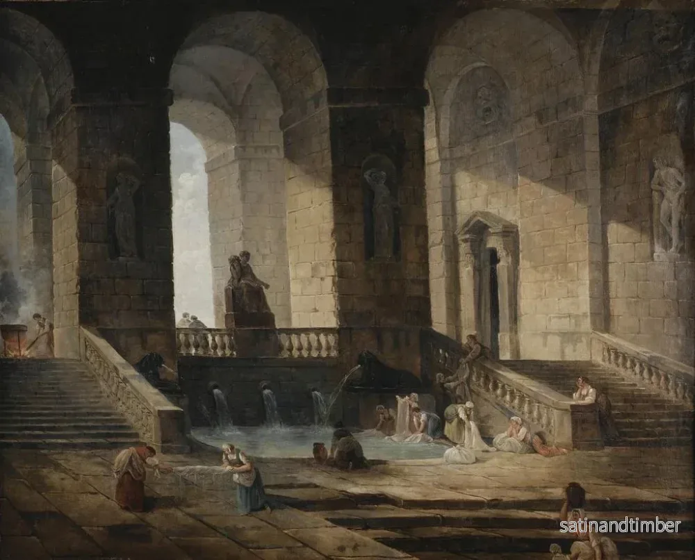 Reproduktion av målningen Lavandières i en romersk arkitektur - Hubert Robert - Bild 2