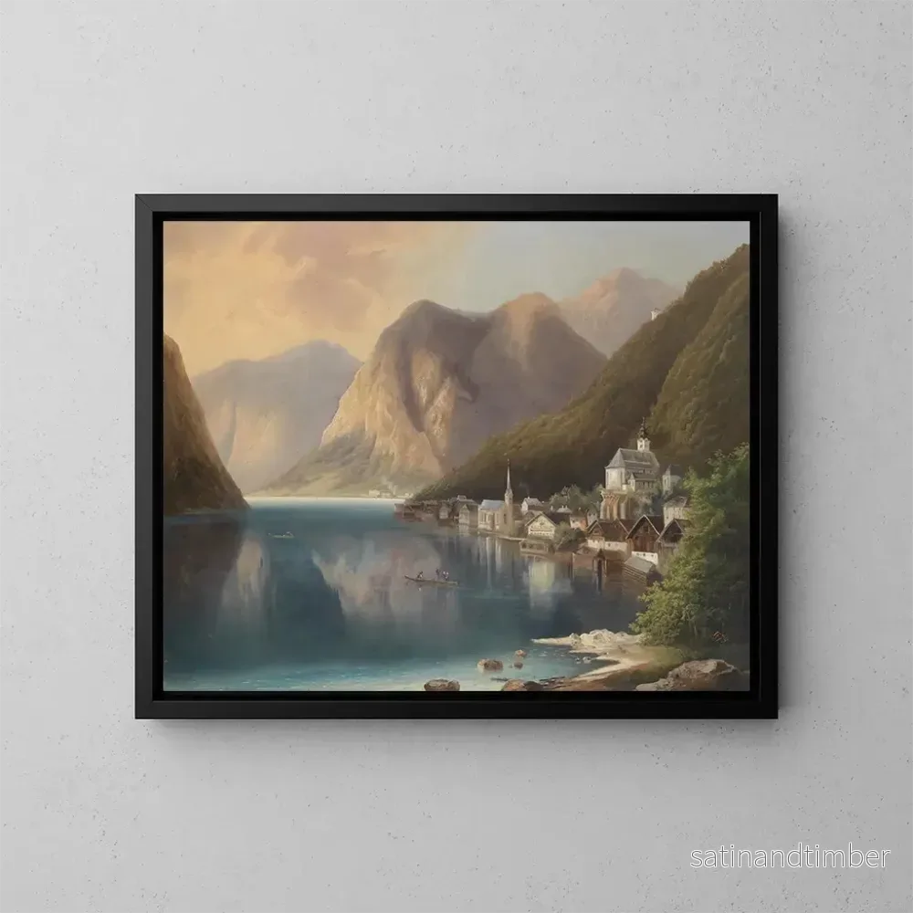 Reproduktion av målningen Vue sur Hallstatt – Gustav Barbarini Reproduktion av målningen Vue sur Hallstatt – Gustav Barbarini