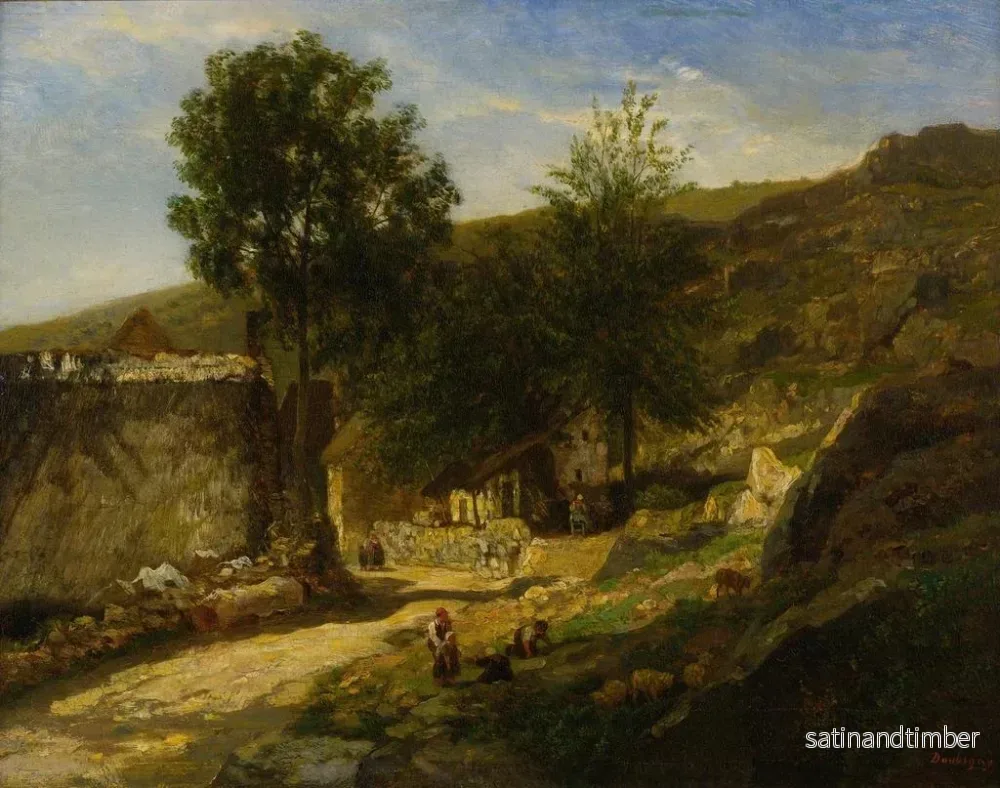 Reproduktion av målningen Entré till byn - Charles François Daubigny - Bild 2