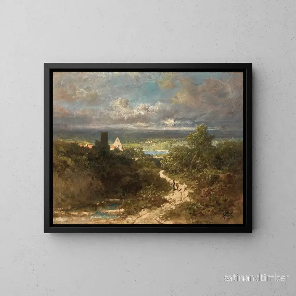 Reproduktion av målningen Landskap med flod – Carl Spitzweg Reproduktion av målningen Landskap med flod – Carl Spitzweg