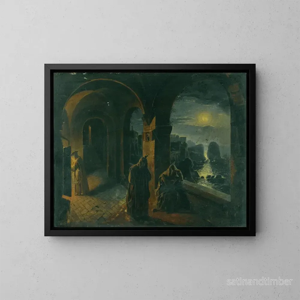 Reproduktion av målningen Cloître au clair de lune - Peter Fendi