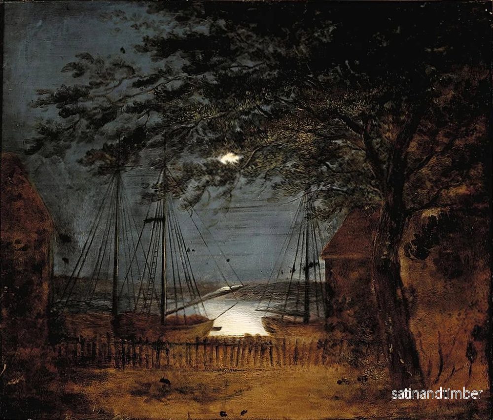Reproduktion av målningen av hamn med båtar i månljus - F M E Fabritius De Tengnagel - Bild 2