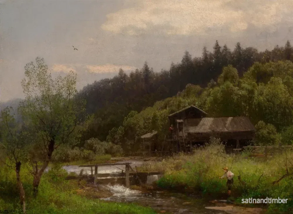 Reproduktion av målningen av en gård vid bäcken - Hermann Ottomar Herzog - Bild 2