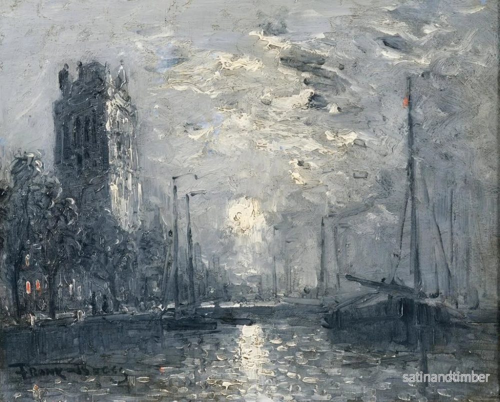 Reproduktion av målningen En flod i månljus - Frank William Boggs - Bild 2