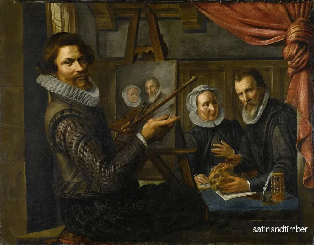 Reproduktion av målningen Le peintre dans son atelier peignant le portrait d'un couple marié - Herman van Vollenhoven - Bild 2