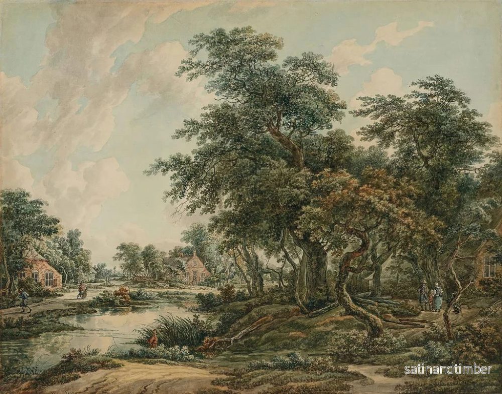 Reproduktion av målningen av landskap med träd, figurer och hus vid stranden - Jacob van Strij - Bild 2
