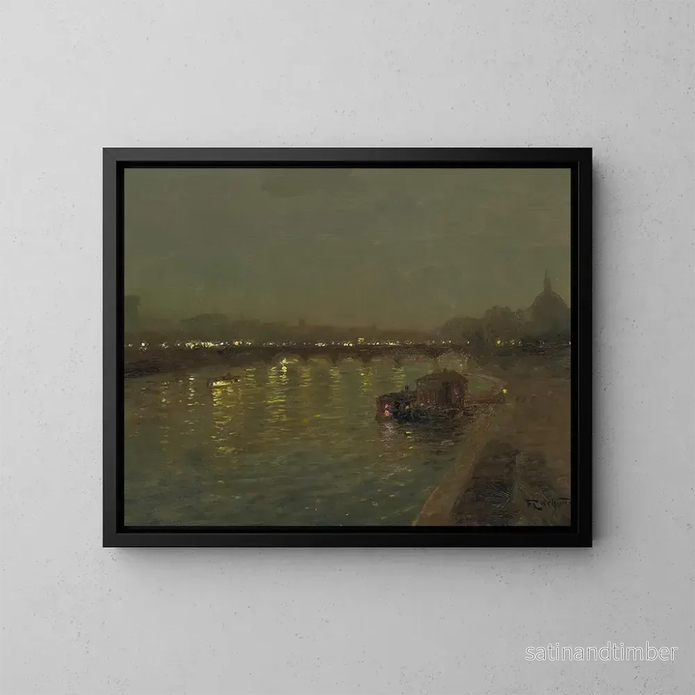 Reproduktion av målningen Lumières sur le pont Saint-Pré de Paris - François-Charles Cachoud
