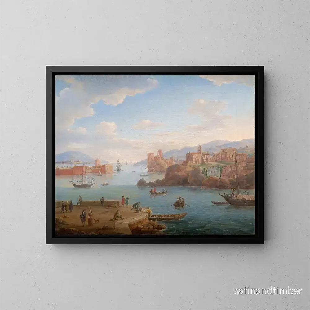 Reproduktion av målningen Vue d'un port méditerranéen - Hendrik Frans van Lint