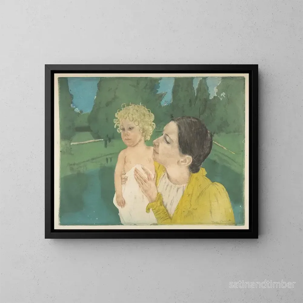 Reproduktion av målningen vid dammens kant - Mary Cassatt