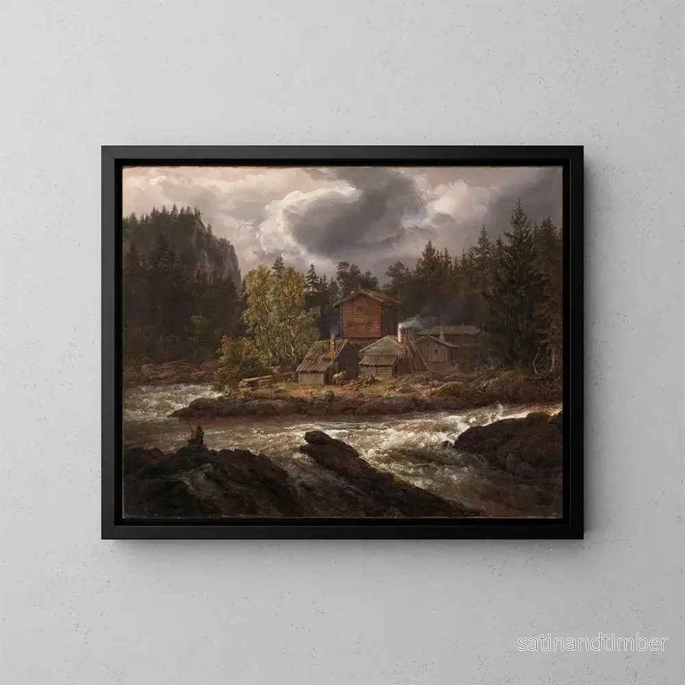 Reproduktion av målningen Vue de Hnefossen - Johan Christian Dahl