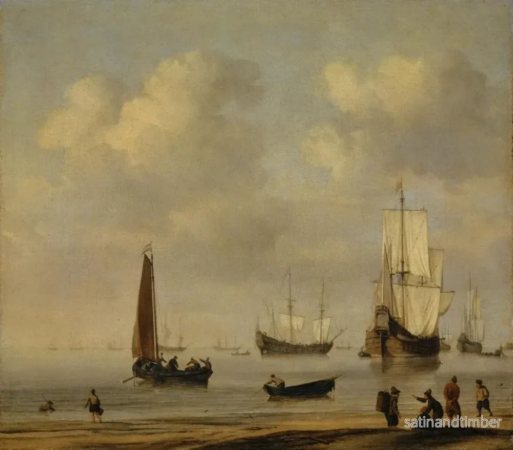 Reproduktion av målningen av tre-mastare och fiskebåtar i lugn - Willem van de Velde den yngre - Bild 2