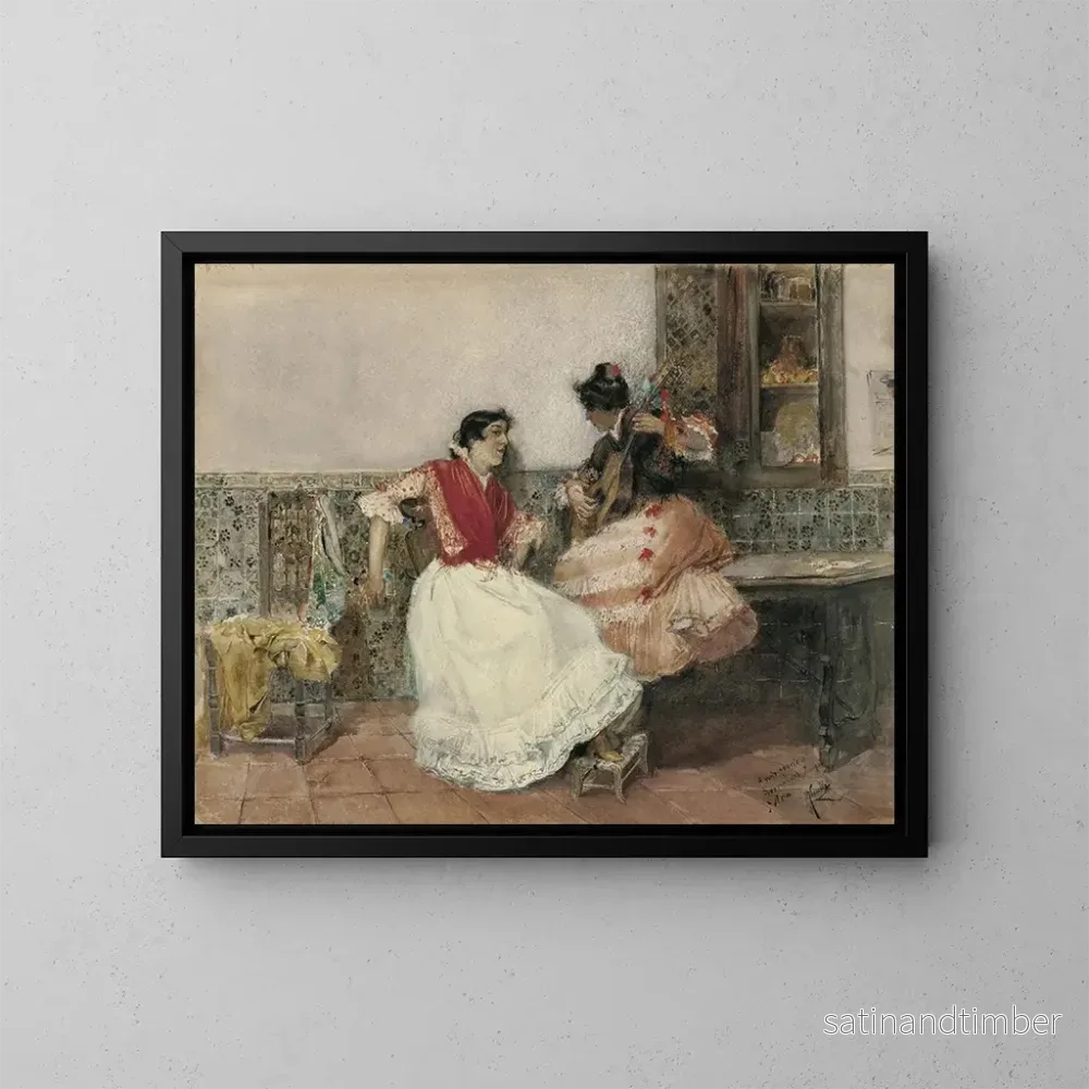 Reproduktion av målningen av att spela gitarr - Joaquín Sorolla