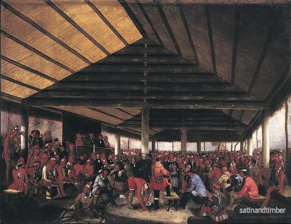 Reproduktion av målningen av det internationella rådets indiska råd som hölls i Tallequah, indianterritoriet, 1843 - John Mix Stanley - Bild 2