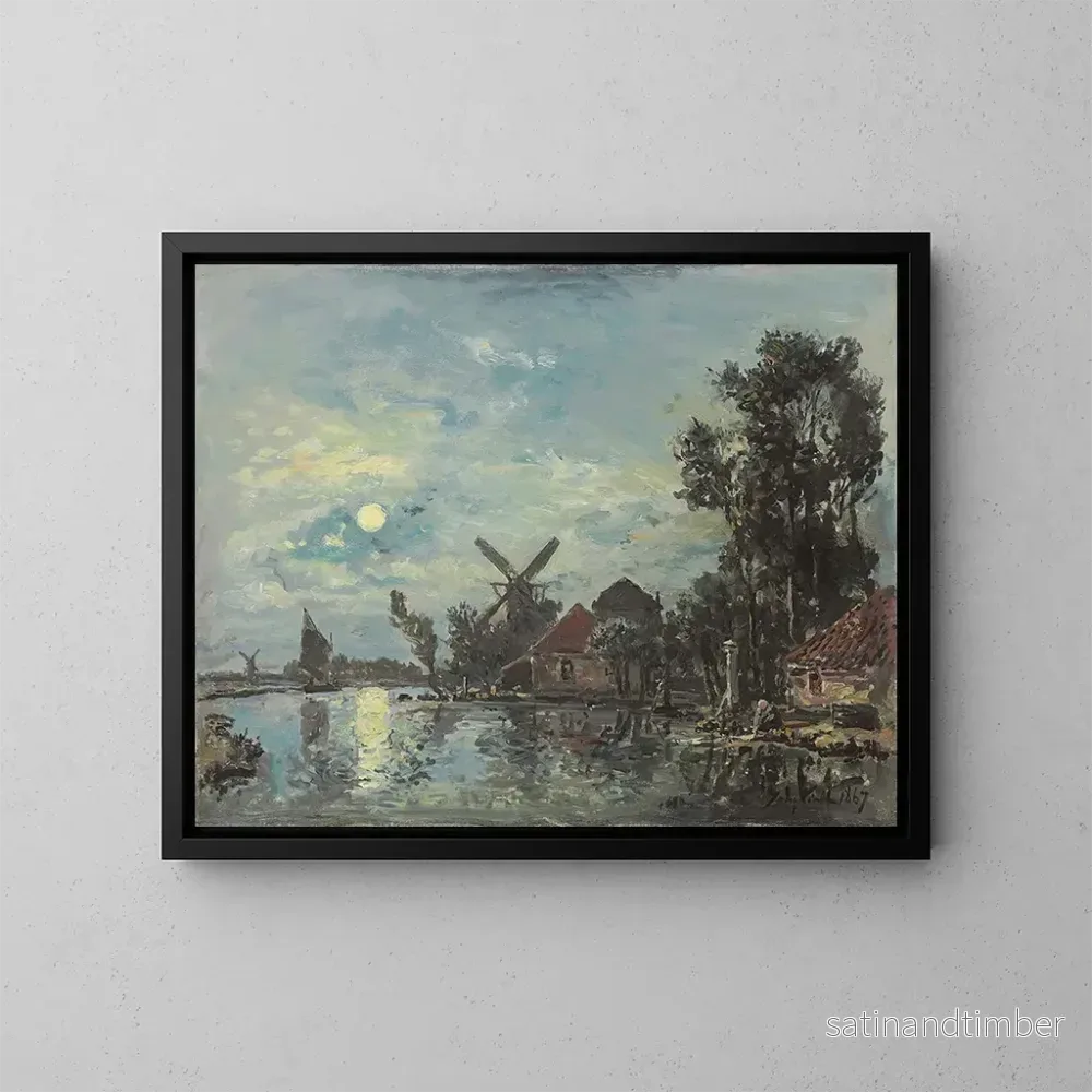 Reproduktion av målningen Effet de lune sur l’estuaire en Hollande – Johan Barthold Jongkind Reproduktion av målningen Effet de lune sur l’estuaire en Hollande – Johan Barthold Jongkind