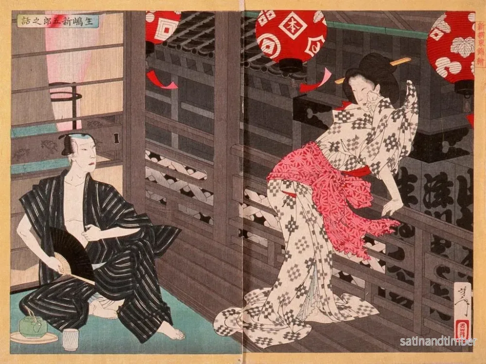 Reproduktion av målningen Dame Ejima och skådespelaren Ikushima Shingor - Tsukioka Yoshitoshi - Bild 2