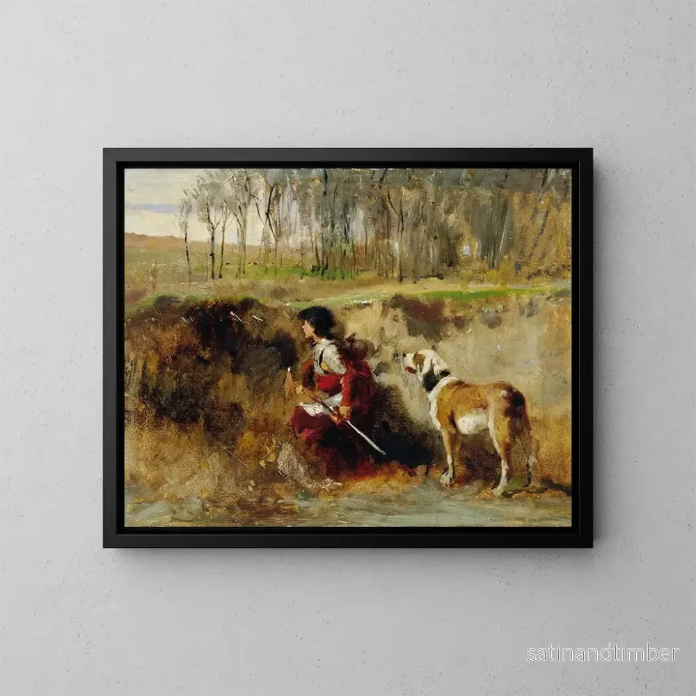 Reproduktion av målningen av riddare med hund - Johann Till den yngre