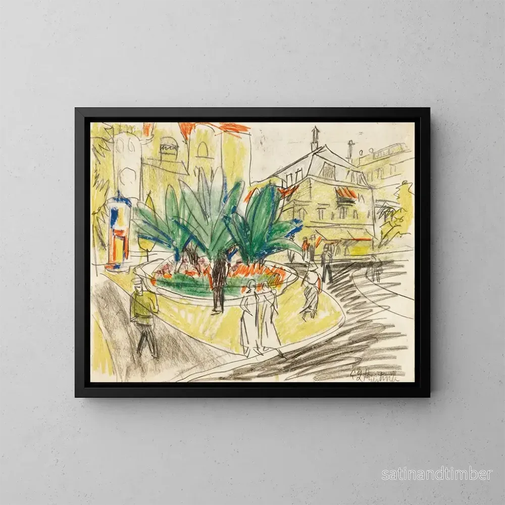 Reproduktion av målningen Le bosquet d’Albertplatz à Dresde – Ernst Ludwig Kirchner