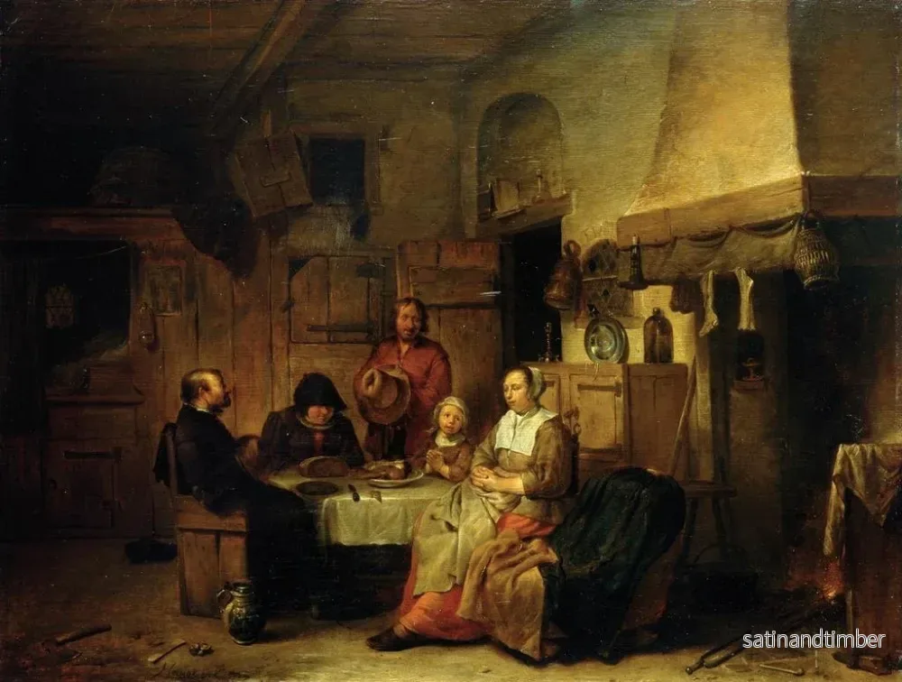 Reproduktion av målningen En familj som ber vid lunch - Egbert van Heemskerck - Bild 2