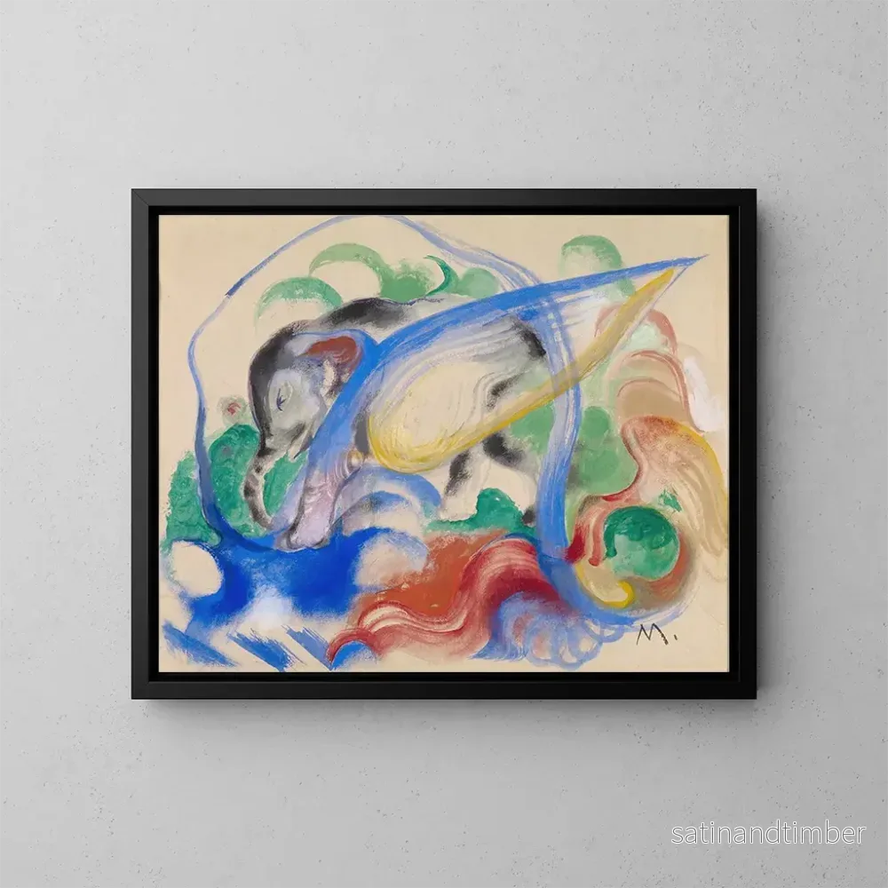 Reproduktion av målningen av Fabeldjur - Franz Marc
