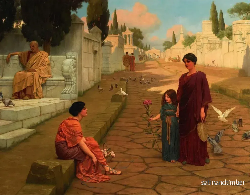 Reproduktion av målningen Utanför Pompeis port - John William Godward - Bild 2