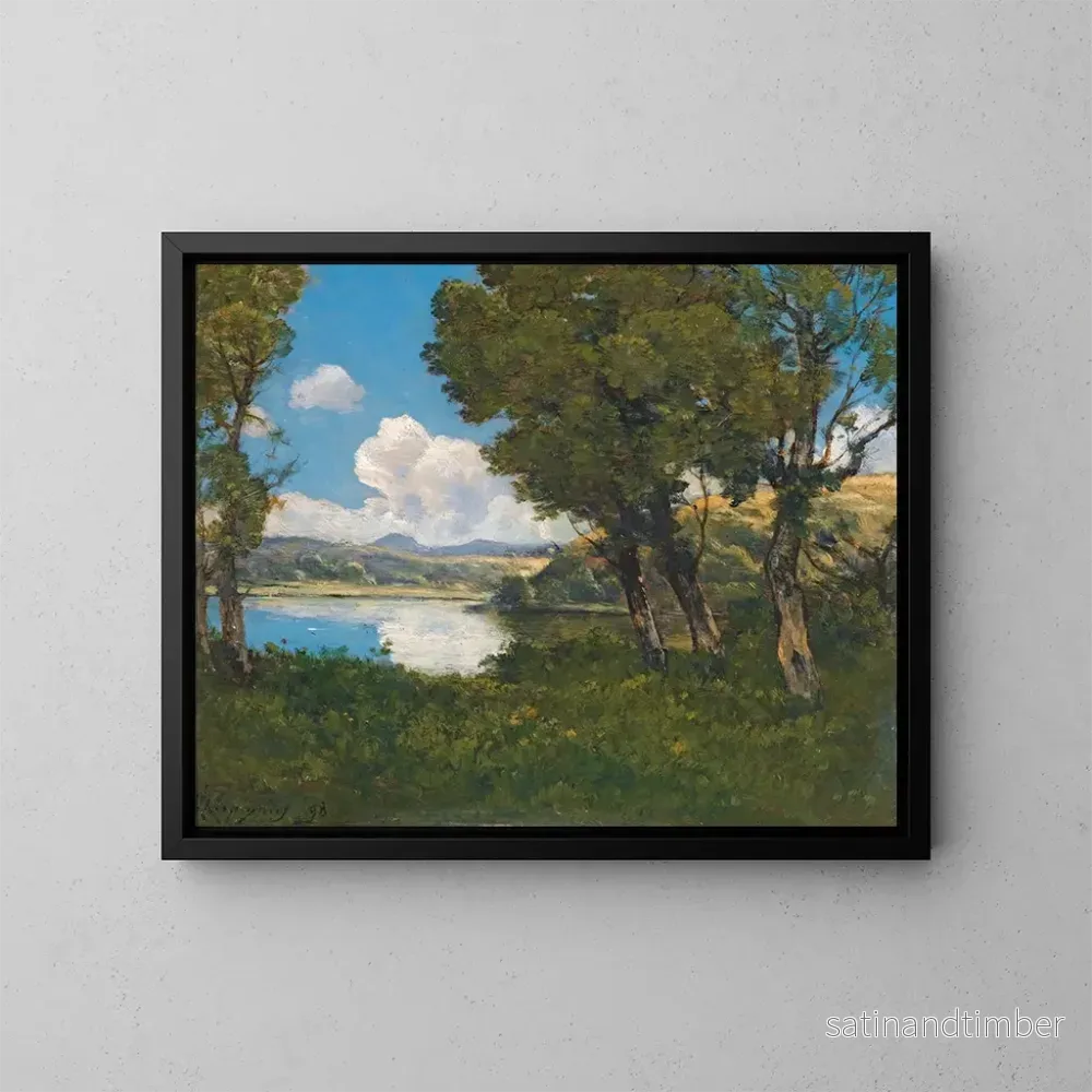 Reproduktion av målningen vid sjöns strand - Henri-Joseph Harpignies