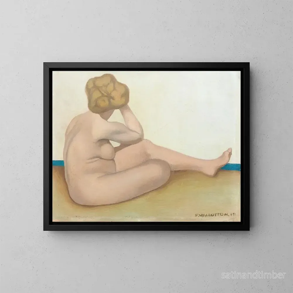 Reproduktion av målningen av en sittande badande på sanden - Félix Vallotton