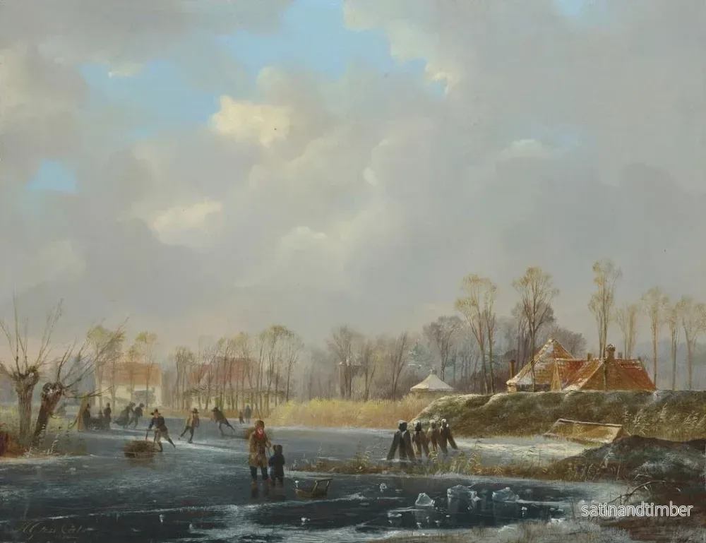 Reproduktion av målningen En landskap med figurer vid en frusen flod - Hendrik Gerrit ten Cate - Bild 2