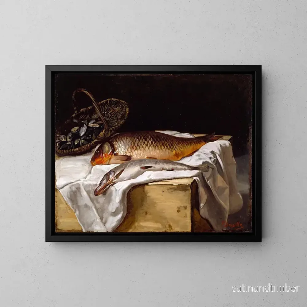 Reproduktion av målningen Naturtavla med fisk - Frédéric Bazille