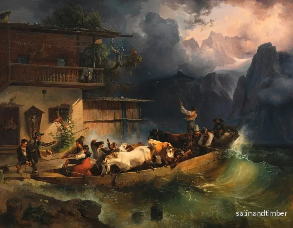 Reproduktion av målningen En bergsskepp i stormen - Friedrich August Matthias Gauermann - Bild 2