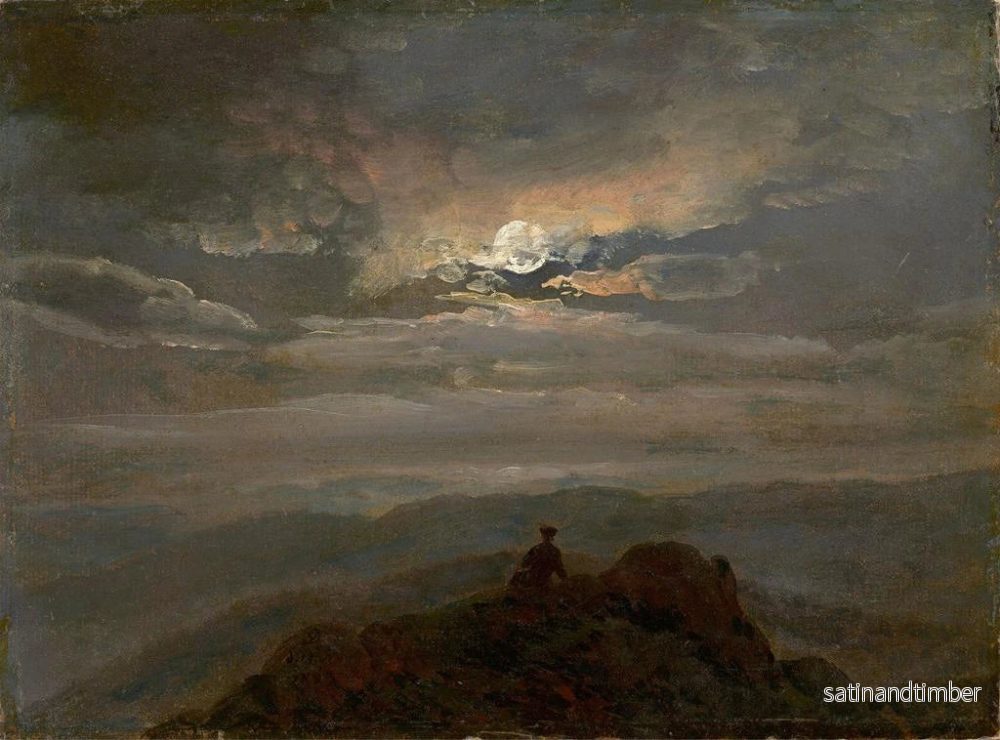 Reproduktion av målningen Landskapsbild av natt med en vandrare på toppen av ett berg - Johan Christian Dahl - Bild 2