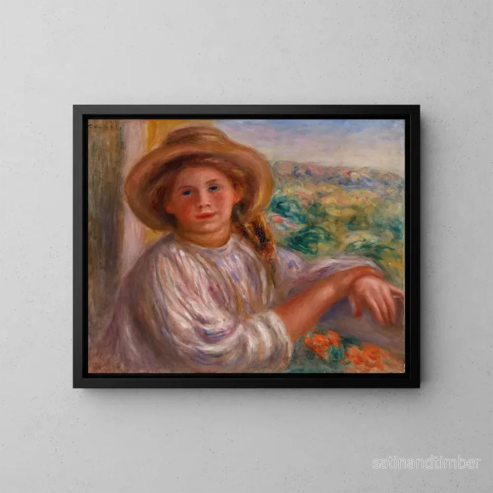 Reproduktion av målningen Ung kvinna på balkongen, Cagnes - Pierre-Auguste Renoir
