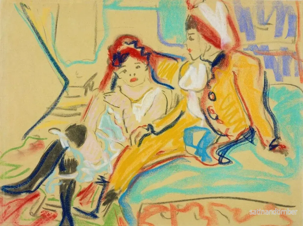 Reproduktion av målningen av två flickor på en divan - Ernst Ludwig Kirchner - Bild 2