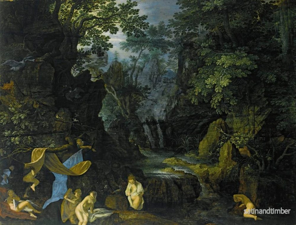 Reproduktion av målningen En skogsscen med nymfer som badar och Leda och svanen - Roelant Savery - Bild 2