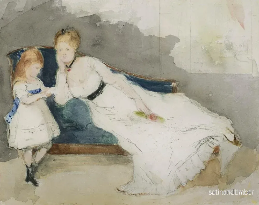 Reproduktion av målningen Madame Gobillard och hennes dotter Paule - Berthe Morisot - Bild 2