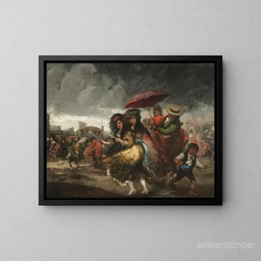 Reproduktion av målningen Corrida suspendu par la pluie - Eugenio Lucas Villamil